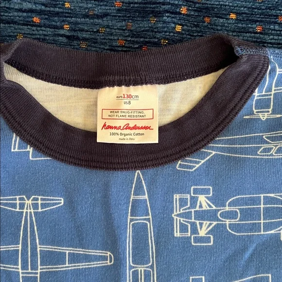 Hanna Andersson Blue Airplane, rocket, race car organic cotton Pajama Set - Picture 2 of 9